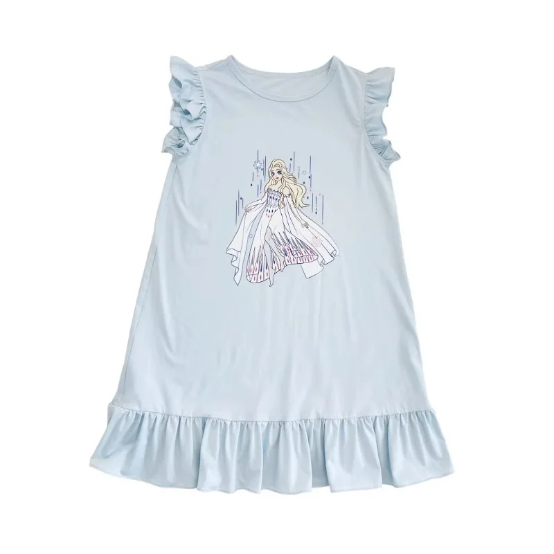 

Детская летняя тонкая крутая Пижама для принцессы Эльзы из мультфильма «Холодное сердце», летнее хлопковое платье для девочек с листьями лотоса, милый домашний сервис