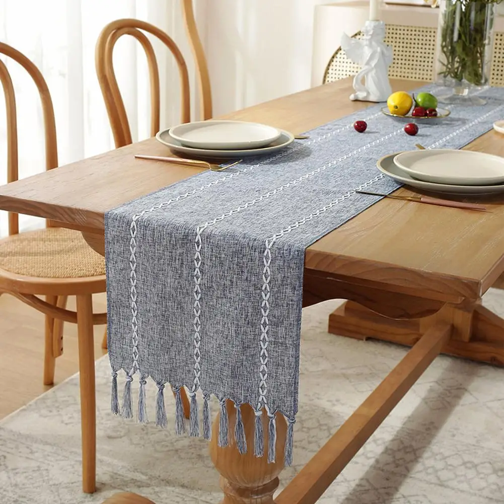 

Скатерти ручной работы в деревенском стиле, скатерти с кисточками для свадьбы, девичника, декор для стола (33x183 см)