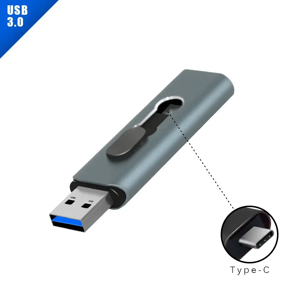 USB-флеш-накопитель Type C в металлическом корпусе 256/128/64/32/16/8 ГБ