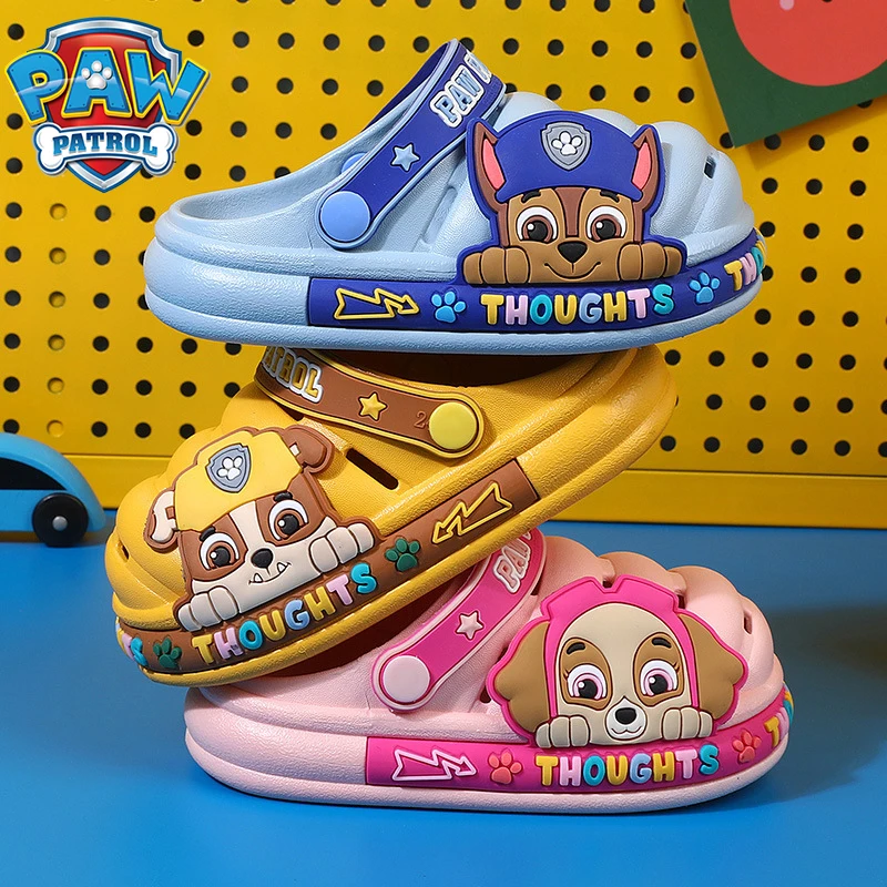 

Paw Patrol Kids Slippers Boys Girls Cartoon Chase Rubble Skye Non-slip Bathroom Slippers Hole Shoes Baby Beach Shoes Child Gift