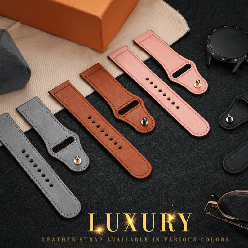 Correa Leather Band For Amazfit GTS/2/2e/GTS2 Mini/GTR 42mm/47mm/GTR2/2e/stratos 3 belt Bracelet Amazfit bip/pace 20/22mm strap