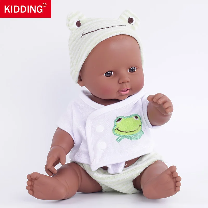 30cm black Baby Doll cute silicone vinyl Simulation 12inch Model Replaceable Doll Children Girl Play House Rag Baby Girl  Doll