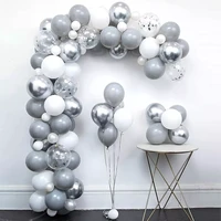 82pcs pastel gray white balloon garland kit metallic silver aluminium foil balloon wedding birthday party baby shower decoration