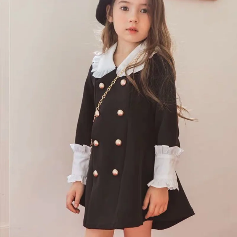 

Spring Autumn Girls Fashion Princess Long Sleeve Double-breasted Dress Kids Clothes