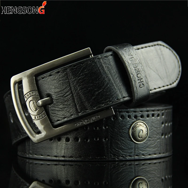 

Men's Casual Belt Hollow Rivet Wide PU Leather Belt For New Fashion Strap Male High Quality Jeans Belt Punk Style