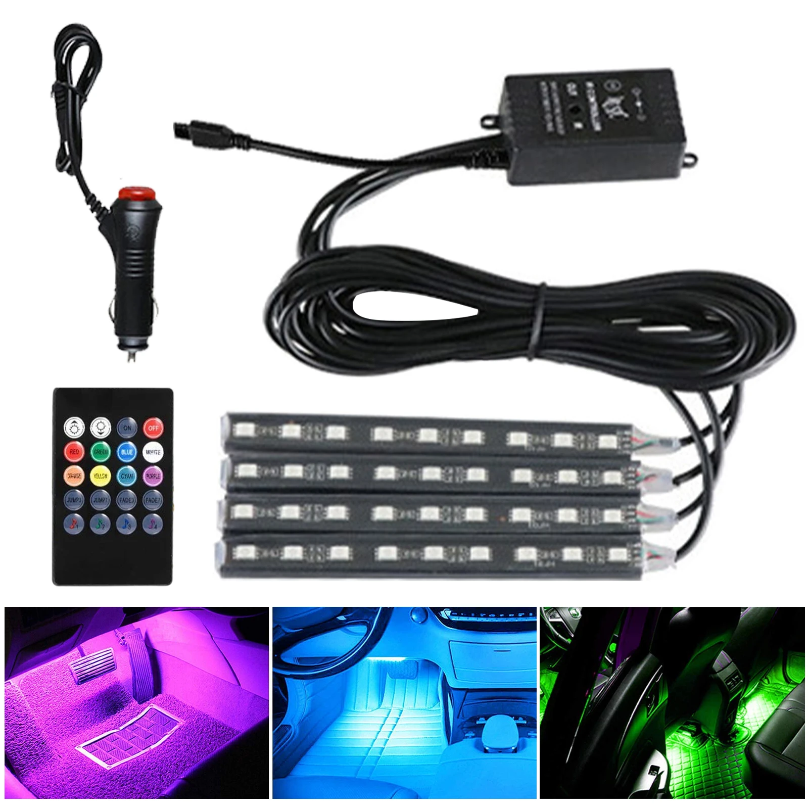 

RGB Interior Car Lights Music LED Strip Lights Car LED Strip Lights For Cars Inside DC 12V Remote Control USB / Ignition Types