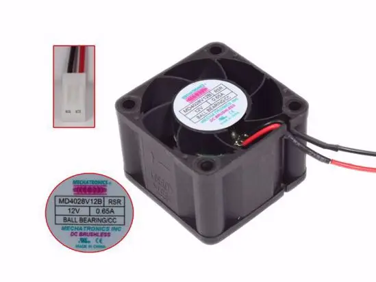 

MECHATRONICS MD4028V12B DC 12V 0.65A 40x40x28mm 2-Wire Server Cooling Fan