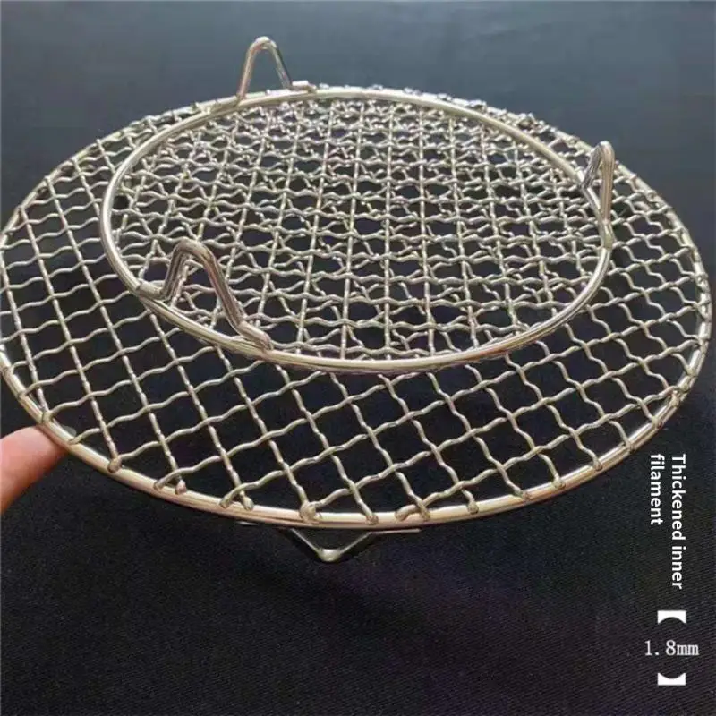 

15-60cm Stainless Steel Wire Barbecue Mesh Multi-function Round Bacon Mesh With Legs Rust Proof Clean Non Stick Barbecue Grate