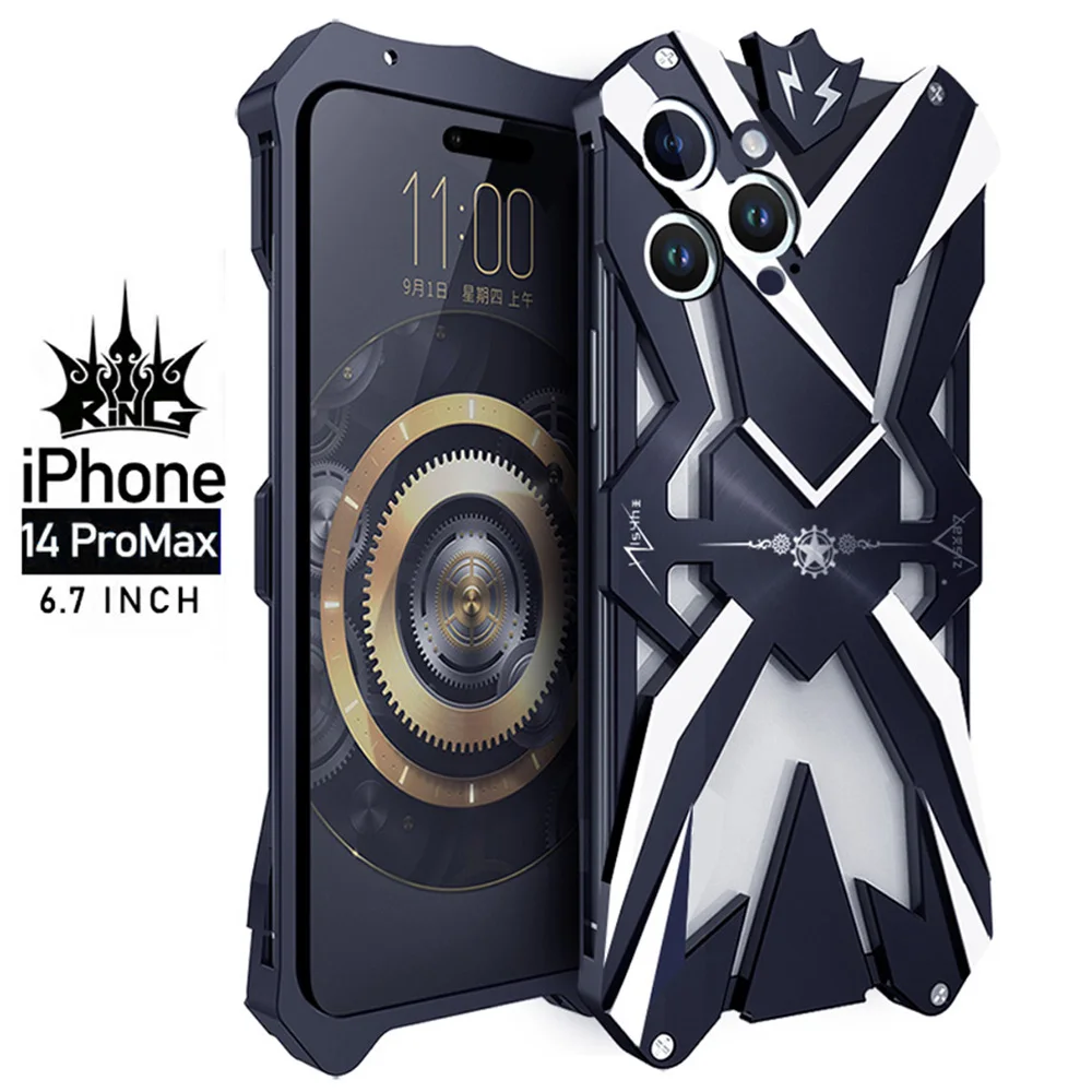 

Чехол для iPhone 14 Pro Max, Роскошный чехол для телефона из алюминиевого сплава, металлический бампер, военная задняя крышка, прочный защитный чехол для камеры 14Plus