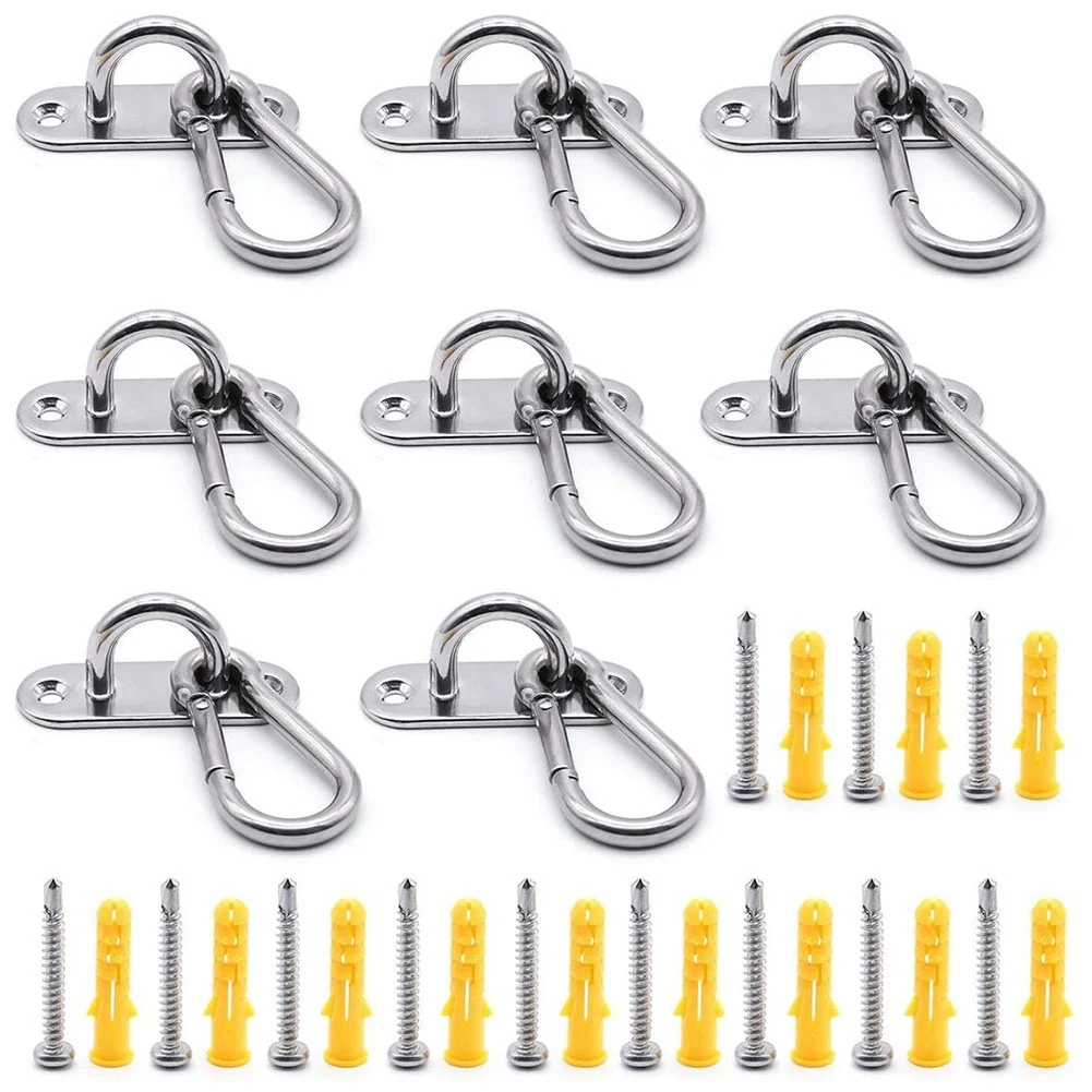 

M6 Heavy Duty Stainless Steel Ceiling Hook and Carabiner with Eyeletsfor Hanging ChairAwning and Ship Deck