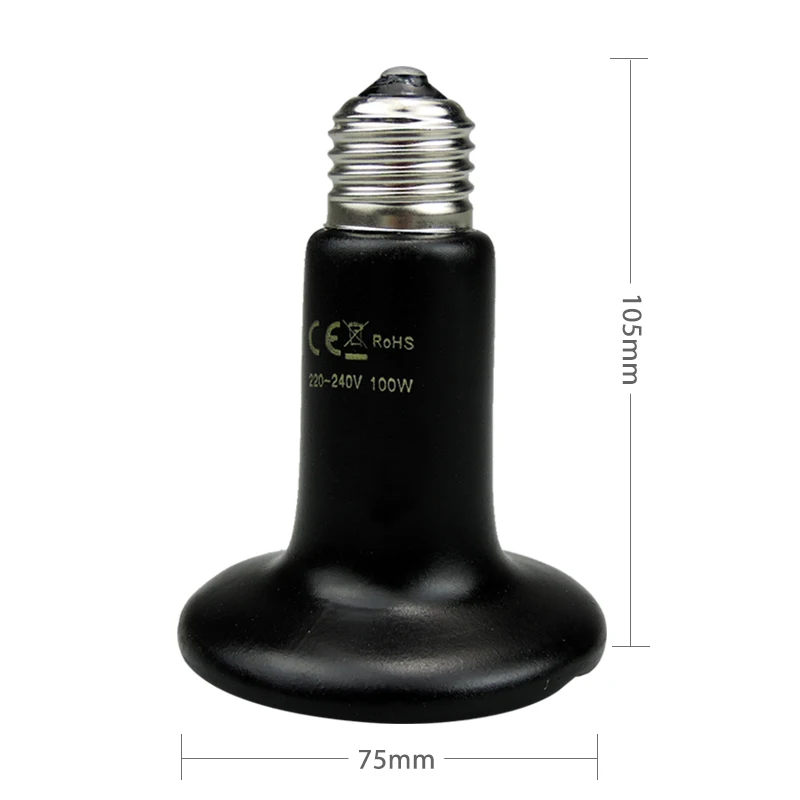 

Ceramic Emitter Heat Lamp Bulb Pet Heating Light Bulb Infrared Black for Ceramic Heate Reptile Animals Heater Brooder Chocadeira