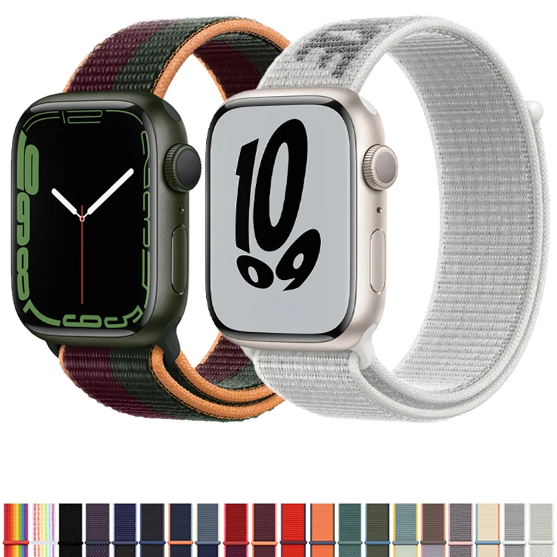 NEW Nylon Loop Strap For IWO Series 6 7 Smart Watch Z36 T100 Plus W37 For SmartWatch T500 X8 W27 Pro For DT100 HW22 Wristbands