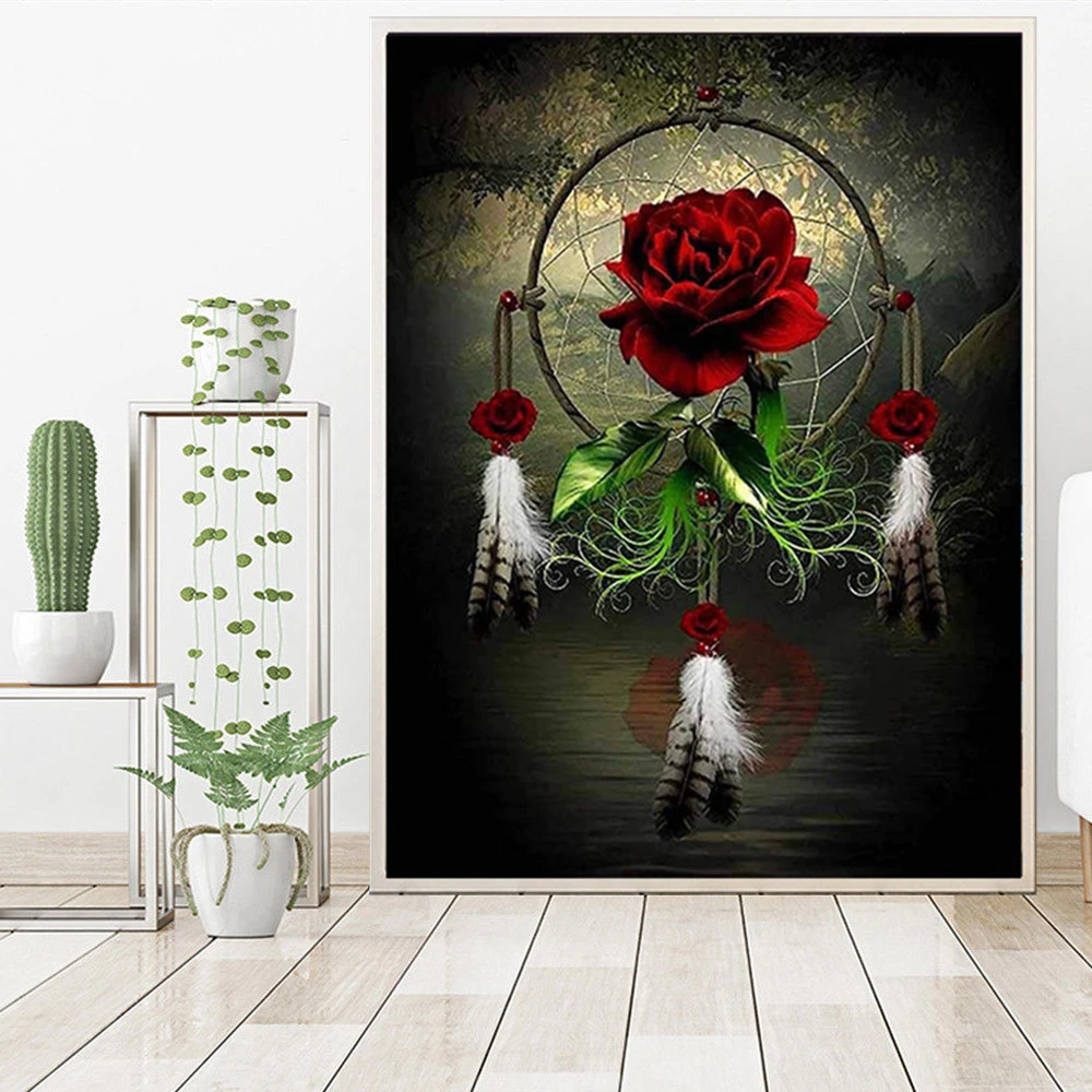 

Plant Red Flower DIY 5D Diamond Painting Full Drill Square Embroidery Mosaic Art Picture Of Rhinestones Home Decor Gifts