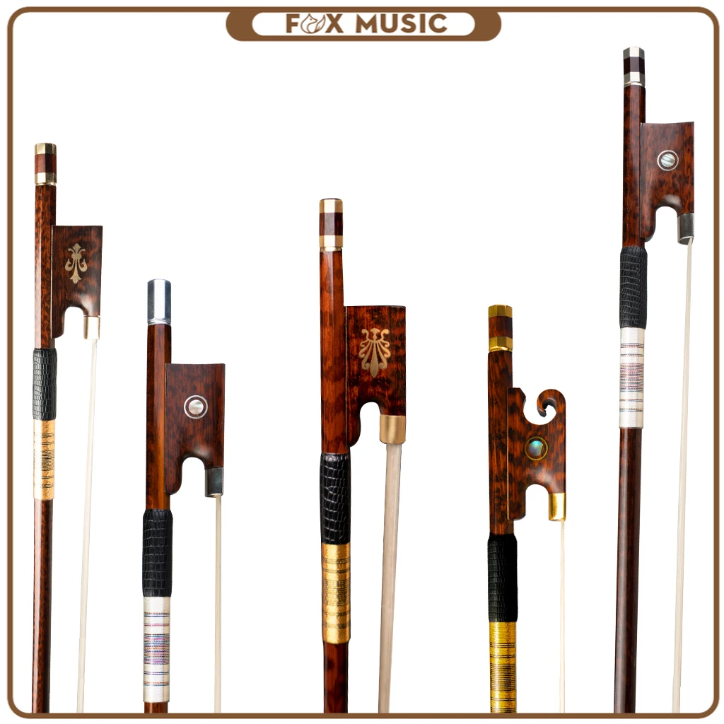 Master Snakewood Violin Bow 4/4 Violin /Fiddle Bow Round Stick AA Grade White Horsehair W/ Snakewood Frog Fast Response
