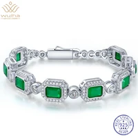 wuiha real 925 sterling silver 3ex 8ct vvs emerald synthetic moissanite charm bracelets for women vintage jewelry drop shipping