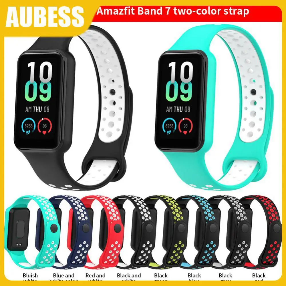 

Smart Accessories Replacement Silicone Watchstrap For Amazfit Band7 Bracelet Breathable Soprt Wristband Wristband Two-color