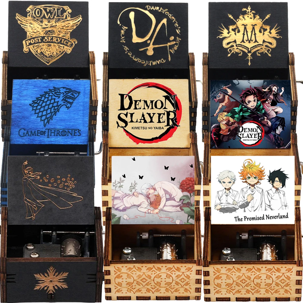 

2022Hot Sale Wholesale Wooden Hand Crank Music Box Queen Totoro City Of Sky Birthday Gift Valentines Day Gift