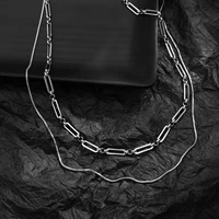 purui punk simple snake chain clavicle necklaces for women safety pin chokers chic multi layered necklace cool guy jewelry new