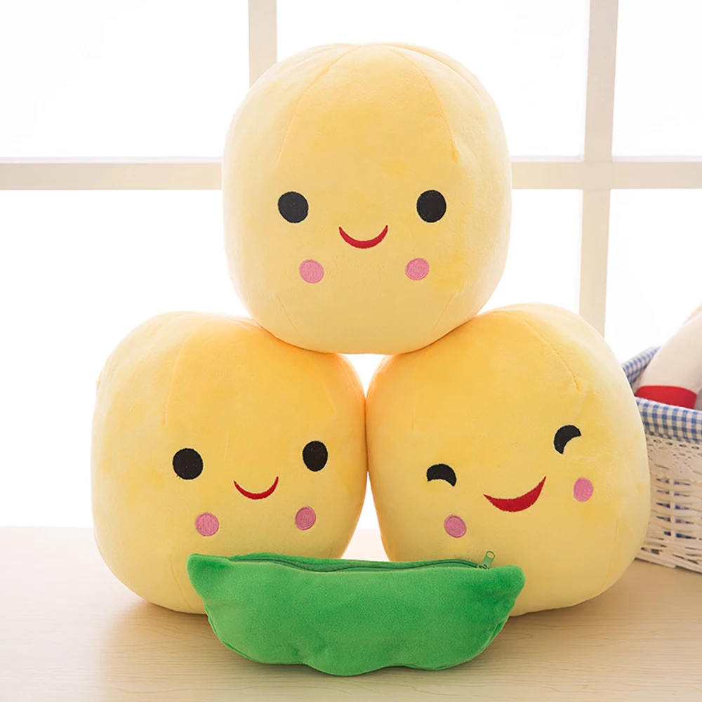 

25CM Cute Kids Baby Plush Toy Pea Stuffed Plant Doll Kawaii For Children Boys Girls gift High Quality Pea-shaped Pillow Toy 138