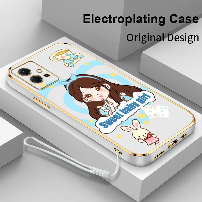 

Square Caring Girl Phone Case for vivo Y75 Y55 T1 5G Y76S Y85 Y91 Y93 Y81 Y11 Y12i Y16 Y02S Y22S Y52S Y35 Y77 V9 U1 Back Cover