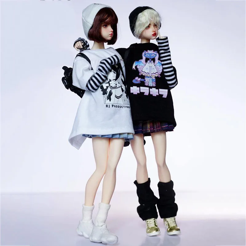 

1/6 Scale MENERA GRIL & KIRAKIRA CAT Fashion T-shirts Skirts Sleeves Socks Set Clothes Model Fit 12'' S36 S34 S44 Body