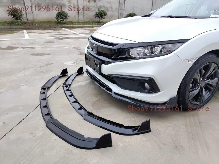 

Для Honda Civic Sedan 4Dr 2019-2020 глянцевое пианино черное 3 шт. автомобильный передний нижний бампер губа диффузор спойлер Комплект кузова