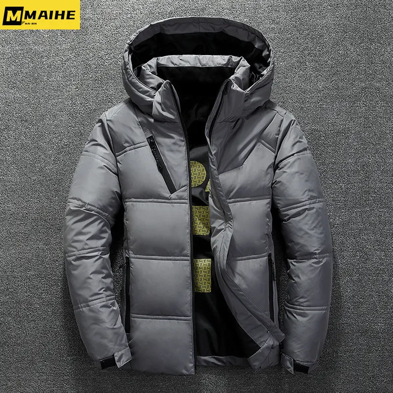 Winter Warm Men Jacket Coat Casual Autumn Stand Collar Puffer Thick Hat White Duck Parka Male Men's Winter Down Jacket With Hood