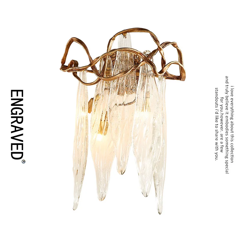 

Creative Copper Wall Lamp Vintage Handmade Glass Living Room Decoration Lighting Fixture Bedroom Bedside Retro Home Decor