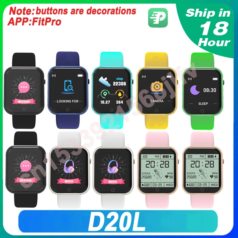 

Wholesale New D20L Smartwatch Bluetooth Heart Rate Smart Watch Fitness Tracker Women Men Wristband PK IWO 14 Pro Max Series 7