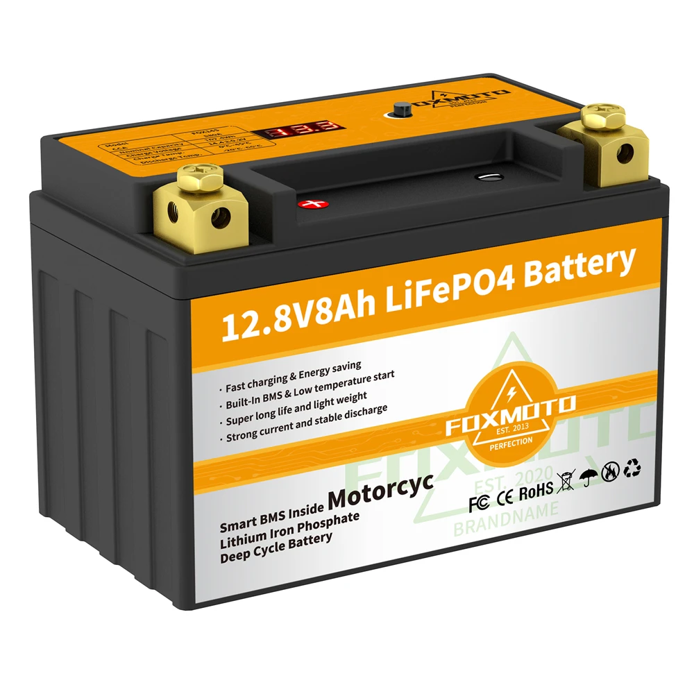 Батарея для запуска мотоцикла FOX14S 12 8 В Втч CCA а BMS в литий-железо-фосфатные батареи