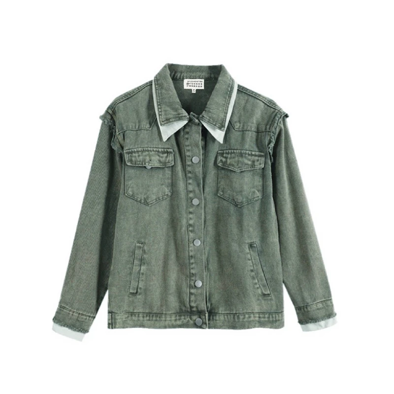 

Washed MM6 Margiela Denim Jeans Jacket Men Women 1:1 Best Quality Turn-down Collar Oversize Coat