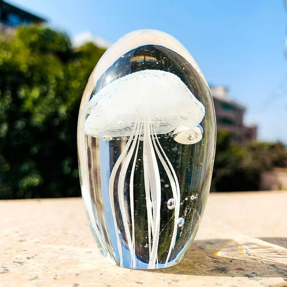 

3D Jellyfish Figurines Miniatures Paperweight Glass Fengshui Home Craft Gifts Ornament Aquarium Decoration Crystal Accessor F8S9