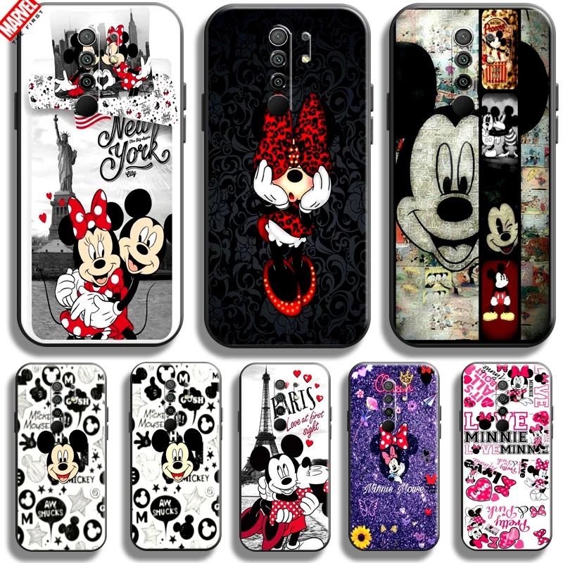 

Cute Cartoon Minnie Mickey Mouse For Xiaomi Redmi 9 Phone Case For Redmi 9 Black Silicone Cover Carcasa Back Funda Soft