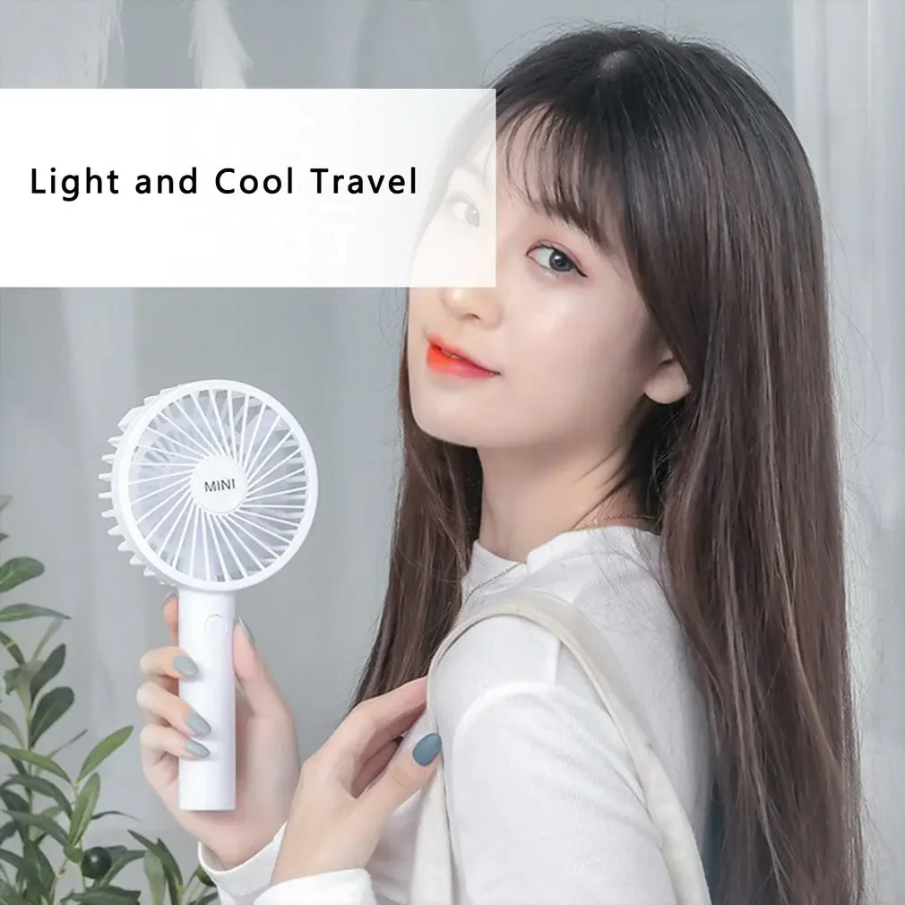 Портативный USB-перезаряжаемый мини-ручной вентилятор с основанием — 3 режима для