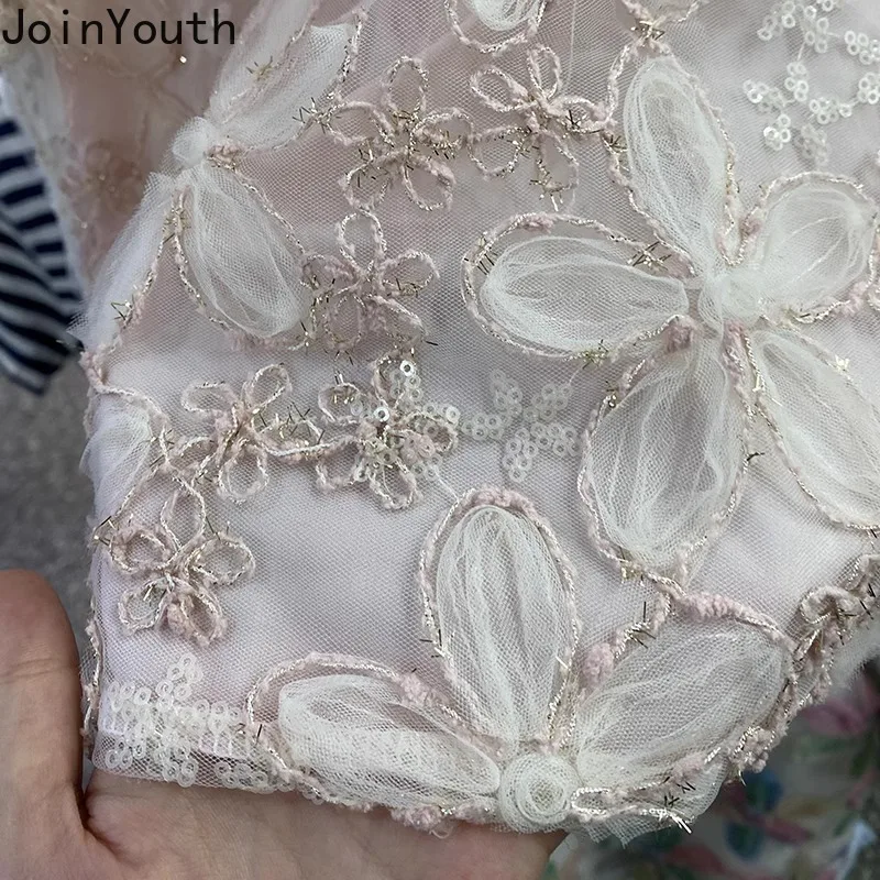 Женская блузка с вышивкой и круглым вырезом свободного покроя