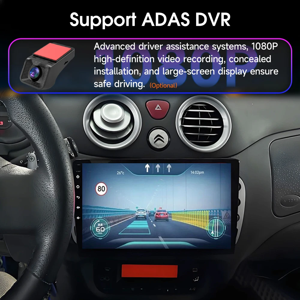 Фото Для Citroen C2 C3 2001-2010: Автомагнитола Android 16, мультимедийный плеер, GPS-навигация, Carplay, DVR, сенсорный экран №3