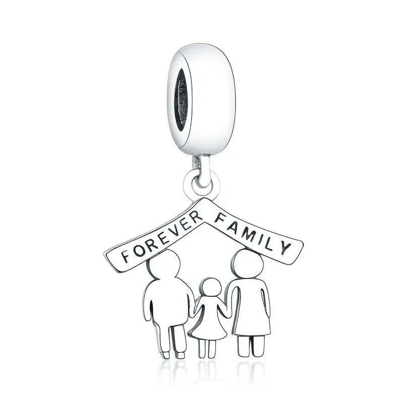 

925 Sterling Silver Dangle Charm Happy Family Fit Original Pandora Charm Bracelet Pendant Jewelry