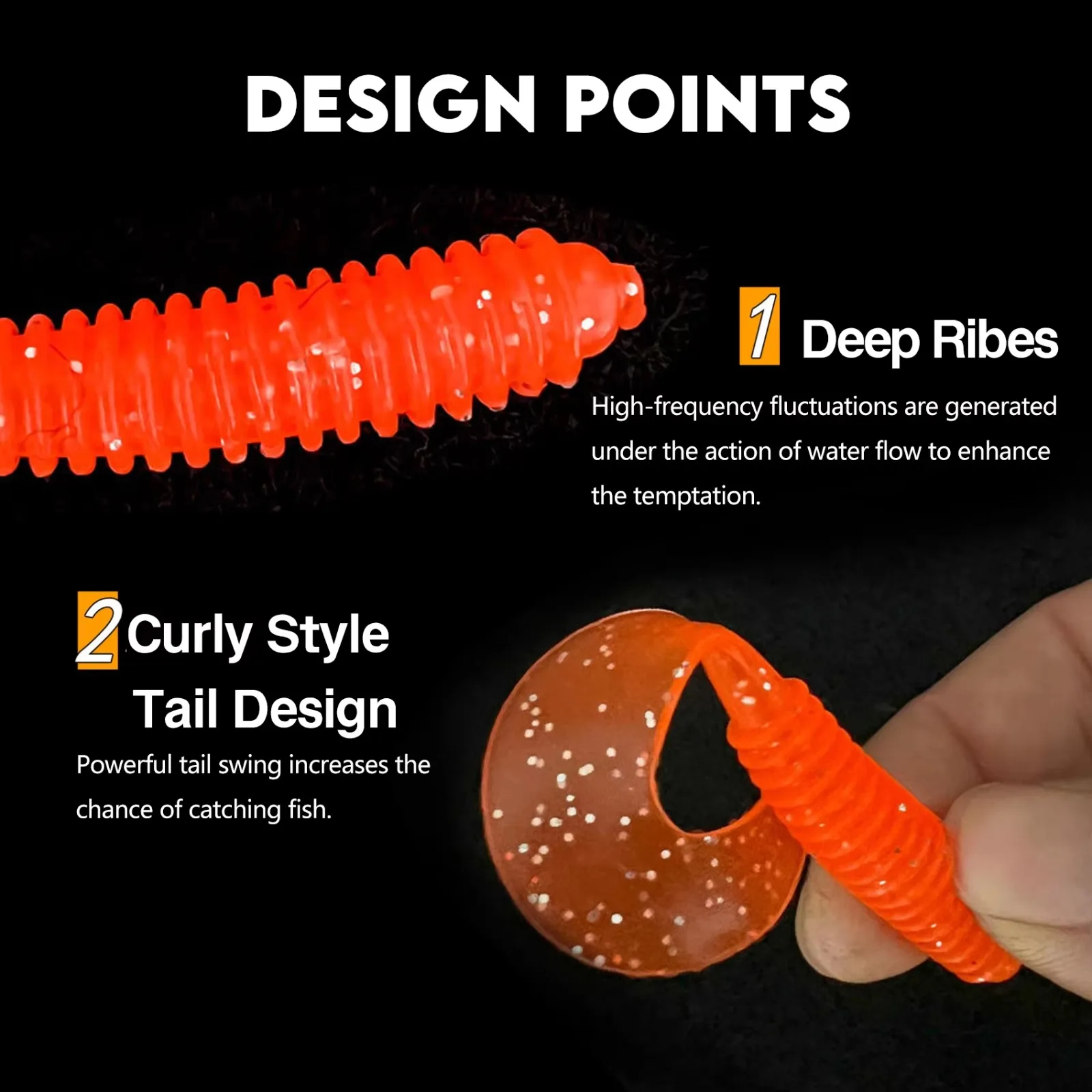 Фото Мягкая приманка Curly Tail Worm, 5 шт., прочная, устойчивая к разрывам, для джиг-головок, спиннербейтов, чаттербейтов и трейлер-приманок. №5