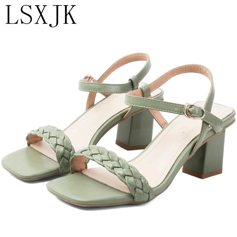 

Женские босоножки на высоком каблуке, черные однотонные удобные пляжные сандалии с ремешком на щиколотке и плиссировкой, лето 2022