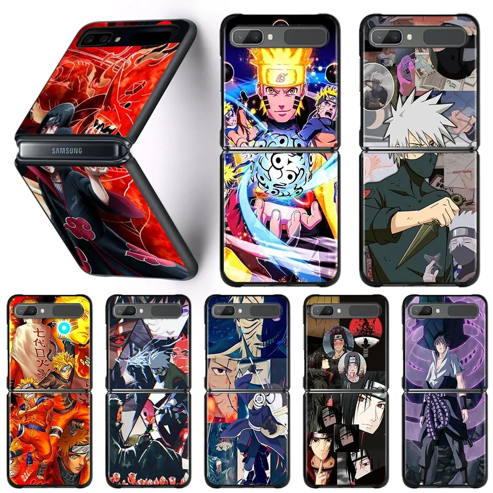 

Phone Case For Samsung Galaxy Z Flip3 Z Flip3 5G Black Hard PC Cover ZF3 zflip3 Folding Funda Naruto Uchiha Sasuke And Kakashi