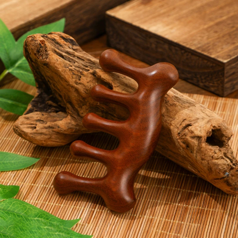 Портативная сандаловая деревянная массажная расческа меридиан