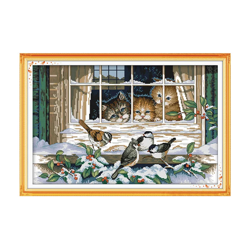

Landscape out of the window cross stitch kit pre stamped canvas cross stitching embroidery DIY handmade needlework