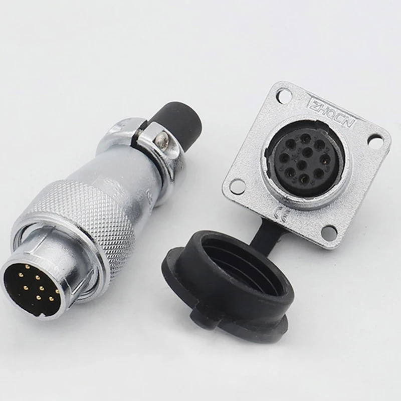 

10Set/lot Circular Aviation Connector Socket WS/TP16 7/9/10Pin Flange Square Socket Male Female Welding Wire Panel Connector