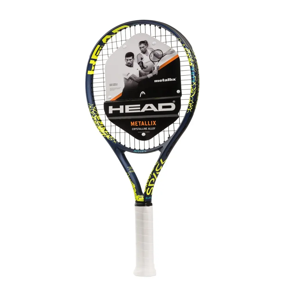 MX   Adult Tennis Racquet, Strung, 27 In, 102 Sq. In.  Size, Navy/Yellow, 9.3 Ounces