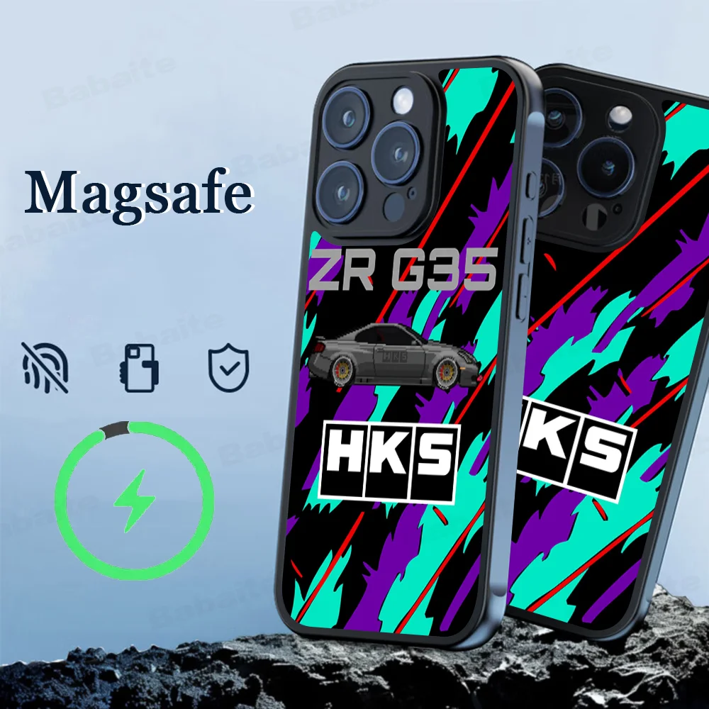 Sports Car H-HKS JDM Phone Case Magesafe Magnetic Wireless Charge For iPhone 16 11 12 13 14 15 Pro Max Plus Mini