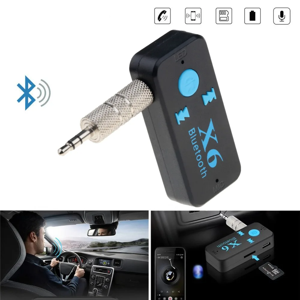 

Upgrade X6 5.0 Bluetooth Stereo Audio Receiver Transmitter Mini AUX USB 3.5mm Jack Car Receiver For Car Kit Wireless Adapter