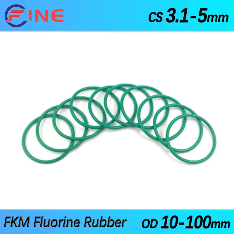 

Зеленое фторрезиновое уплотнительное кольцо FKM, уплотнительная прокладка, изоляционное масло, Термостойкое CS 3,1-5 мм, внешний диаметр 10 ~ 100 м...