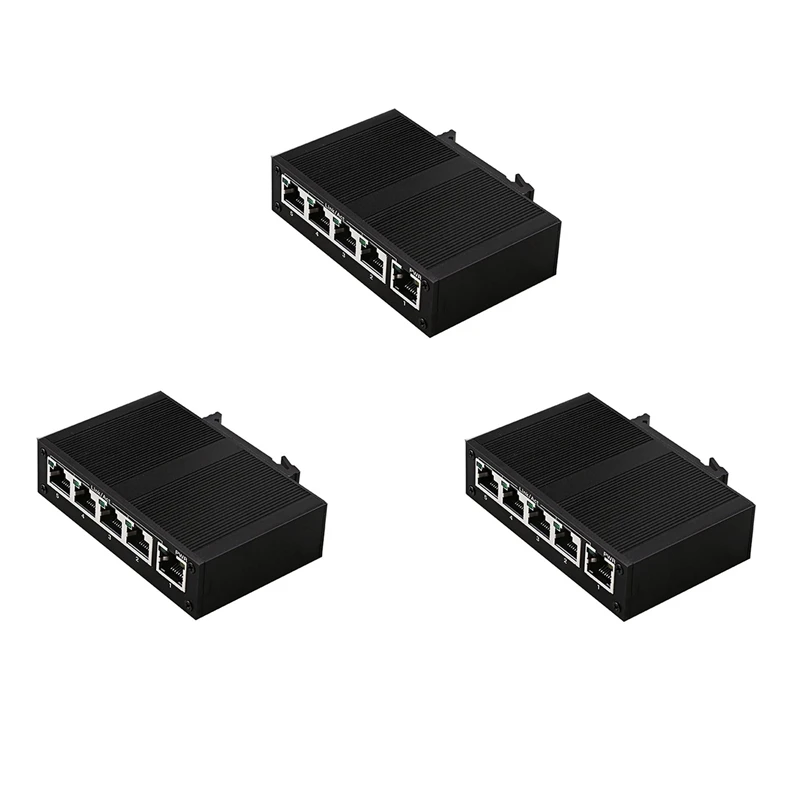 

3X 5 Port 100Mbps Network Switch Ethernet Industrial Grade Switch Unmanaged Rail Type Industrial Network Splitter