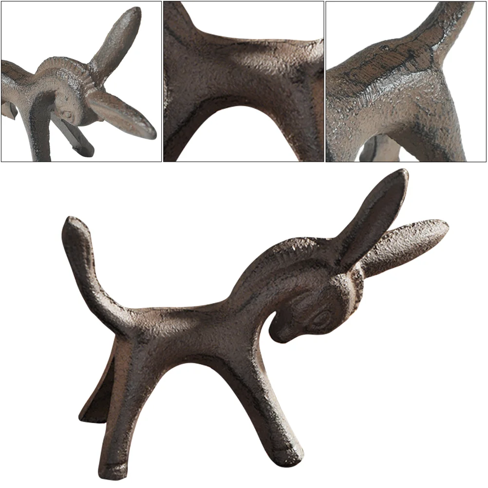 

Cast Iron Paperweight Figurine Desktop Small Figure Statue Donkeys Family Figurine Micro Landscape Decoration