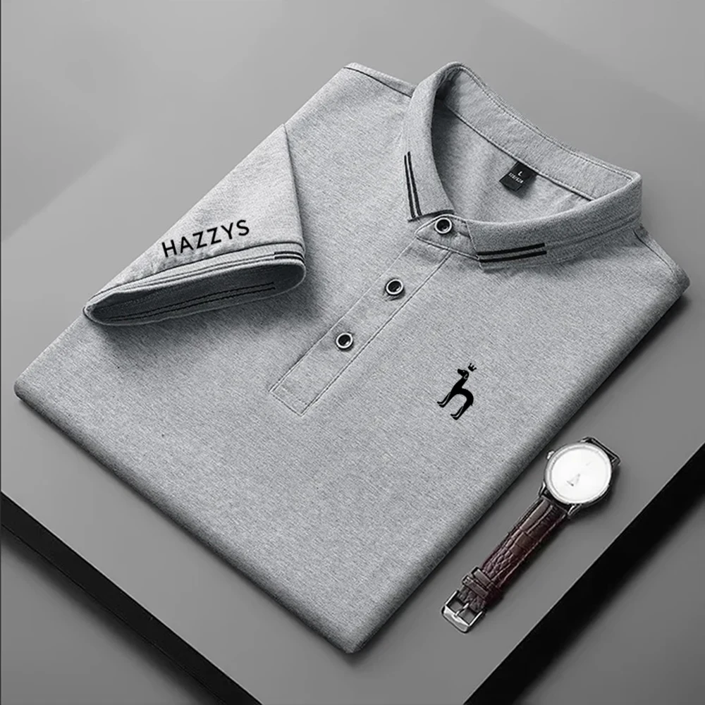 2023 Summer New HAZZYS Cotton Short Sleeve T-Shirt Men's Business Shirt POLO Sweat Absorbing Soccer Jersey